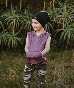 Hooded Vest: Unisex Burgundy Melange