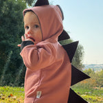 Dino Hoodie: Blush Pink with Black Spikes