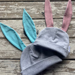 Bunny Beanie: Grey with Blush Pink Insert